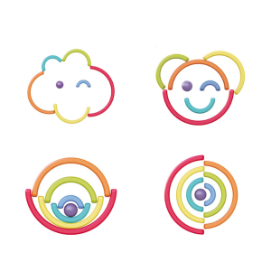 Каталка на веревочке Hola Радужный хамелеон, пирамидка/балансир