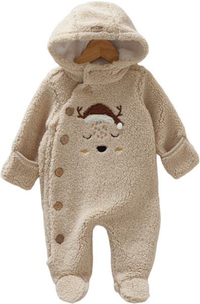 Комбинезон с капюшоном Caramell New Winter, на пуговицах, шерпа, 0-9 м