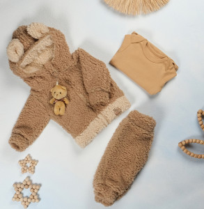 Комплект детской одежды BC Мишка, 3 элемента, шерпа, 6-24 м