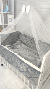 Детское постельное белье Стеганка, велюр/хлопок, 7 элементов