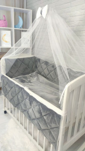 Детское постельное белье Стеганка, велюр/хлопок, 7 элементов