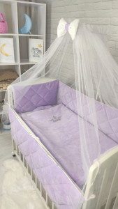 Детское постельное белье Стеганка, велюр/хлопок, 7 элементов