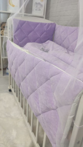 Детское постельное белье Стеганка, велюр/хлопок, 7 элементов