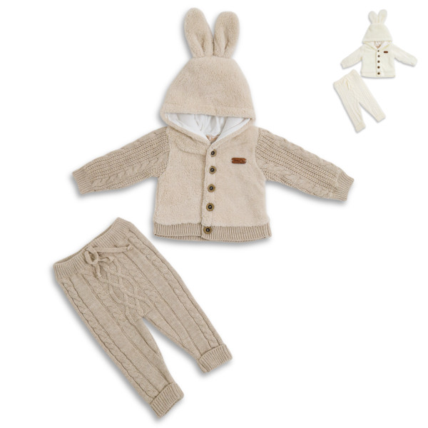 Костюм детский BabyMy Зайка, велсофт/вязаное, с подкладкой, 3-12 м