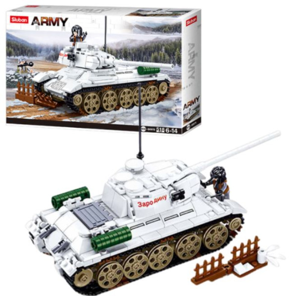 Конструктор lego SLUBAN Танк T-34/85 из Битвы за Будапешт, 518 деталей