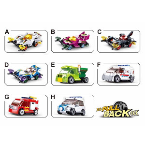 Конструктор Sluban B0916 Power Bricks-Pull Back Car, 54 детали