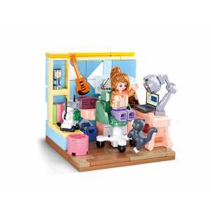Конструктор Sluban B1016B Mini Handcraft-Комната для учебы, 216 деталей