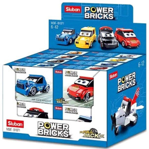 Конструктор Sluban B1071 Power Bricks-Машинки Pull Back, от 44 деталей
