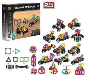 Конструктор магнитный Play Smart 2476, 29 моделей, 17 деталей