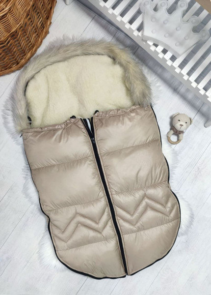Конверт в санки (коляску) Зигзаг, с мехом, овчина/плащевка, 95х54 см