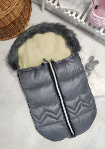 Конверт в санки (коляску) Зигзаг, с мехом, овчина/плащевка, 95х54 см