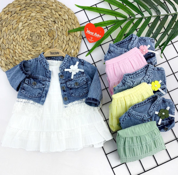 Комплект одежды для девочки Murat Baby 7788, батист/джинс, 9-24м