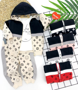 Костюм демисезонный для девочки MuratBaby ЛуиВитон, двунить, 3 элемента, 6-24 м
