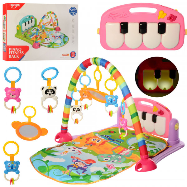 Коврик развивающий для младенца HE0604, музыкальный, со светом, с пианино, 71х47см