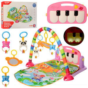 Коврик развивающий для младенца HE0604, музыкальный, со светом, с пианино, 71х47см