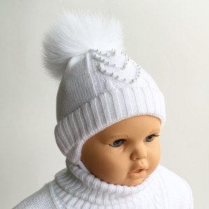 Шапка для девочки Kraft Жемчужная, на флисе, 0-2 м