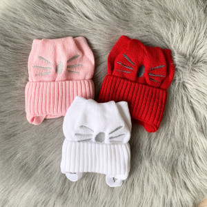 Шапка детская Kraft Кошечка, на флисе, светятся ушки, 0-3 м