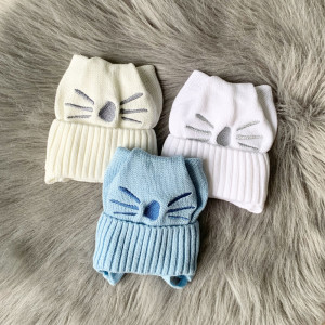 Шапка детская Kraft Кошечка, на флисе, светятся ушки, 0-3 м