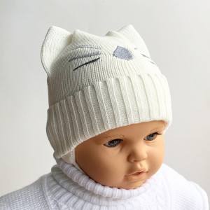 Шапка детская Kraft Кошечка, на флисе, светятся ушки, 0-3 м