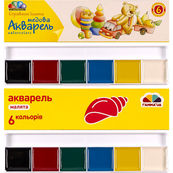 Краски акварельные медовые Малята, 6/12 цветов