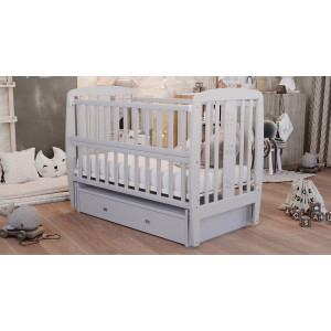 Кроватка детская Дубок Друзья, с откидной боковиной, маятником и ящиком