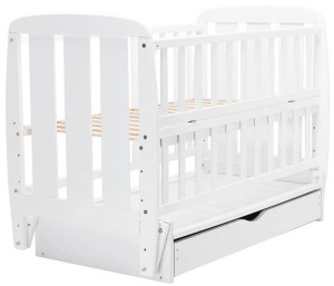 Кроватка детская Дубок Шарик, с откидной боковиной, маятником и ящиком