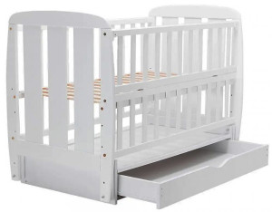 Кроватка детская Дубок Шарик, с откидной боковиной, маятником и ящиком