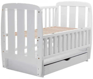 Кроватка детская Дубок Шарик, с откидной боковиной, маятником и ящиком