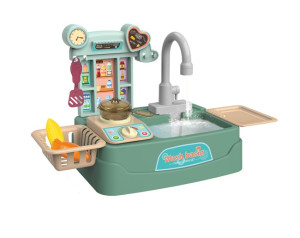 Игровой набор детской Кухни Wash basin, льется вода, на батарейках, 17 предметов