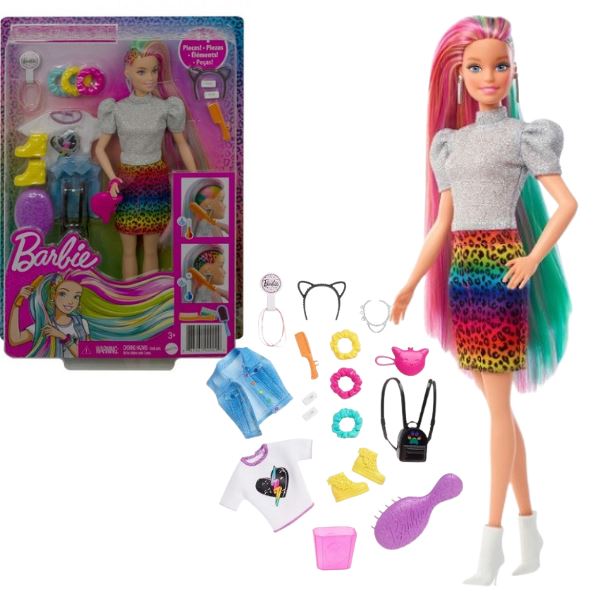 Кукла Barbie Радужные волосы, меняет цвет, лицензионная версия, 30см
