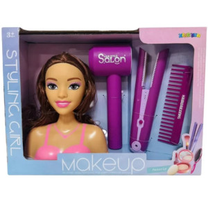 Кукла-манекен для создания причесок, с аксессуарами и феном