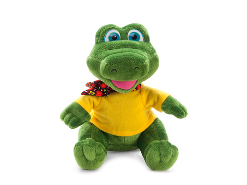 Игрушка мягкая Lava Крокодил в футболке с платочком, музыкальный