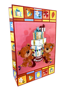 Пакет подарочный Ледан W5 Детский ламинированный, микс рисунков, 56х34,5х12см