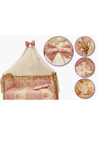 Комплект постельный Leonardo Мишка с медом, для девочки, розовый, гиппоаллергенный, постельное белье для детской кроватки: 8 элементов