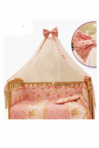 Комплект постельный Leonardo Мишка с медом, для девочки, розовый, гиппоаллергенный, постельное белье для детской кроватки: 8 элементов