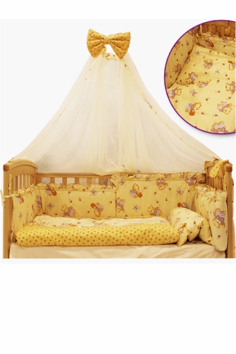 Детское постельное белье Leonardo Мишка с медом, бежевый, гиппоаллергенный, постельный комплект для детской кроватки: 8 элементов