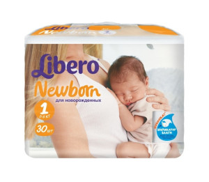 Подгузники Libero Baby Soft NewBorn №1 (2-5кг), для новорожденных, 30 шт.