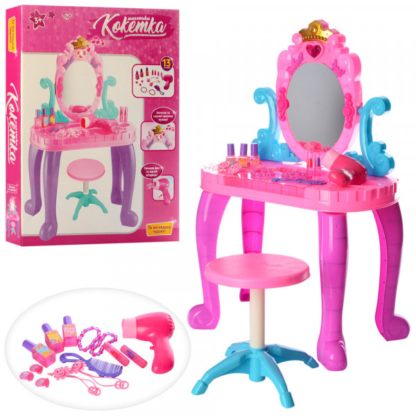 Трюмо детское Limo Toy 661-39, со стульчиком, фен, расческа, аксессуары, со звуком и светом