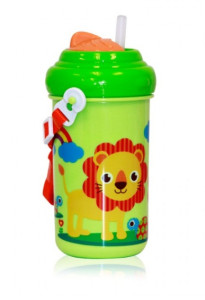Поильник Lorelli Zoo, спортивный, с ремешком и трубочкой, 250 мл
