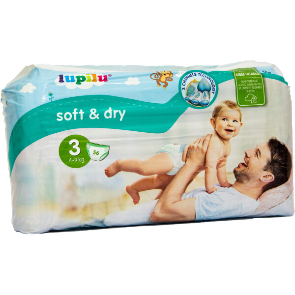 Подгузники Lupilu Soft&Dry, №3 (4-9кг), 56 шт.
