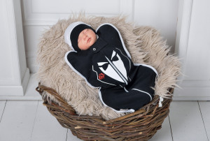 Европеленка на молнии MagBaby Джентльмен, с шапочкой, интерлок, 100% хлопок