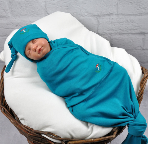 Пеленка на липучках  MagBaby Каспер с шапочкой, безразмерная, 100% хлопок, коллекция 2019 г.