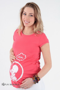Футболка для беременных летняя Iren ЮЛА МАМА, с рисунком "Малыш", розовая