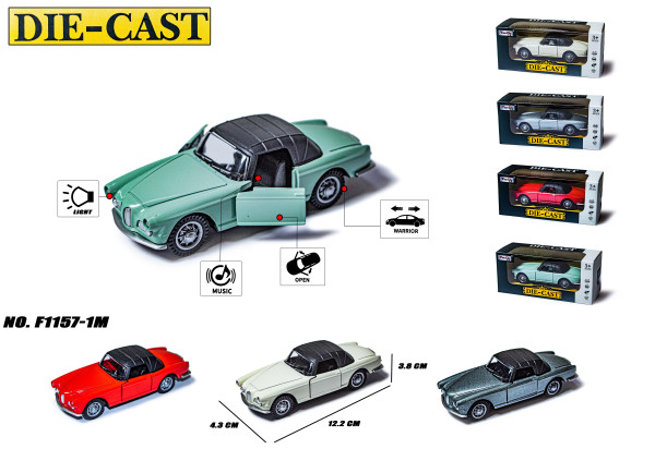 Машинка Die-cast F1157-1M, металлическая, инерционная, со светом и звуком
