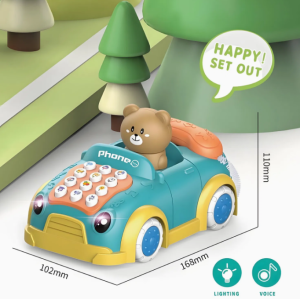 Машинка интерактивная Bear, c телефоном, звук/свет