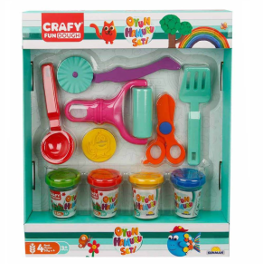 Масса для лепки Sunman Crafy Fun Dough, 4 цвета, с аксессуарами