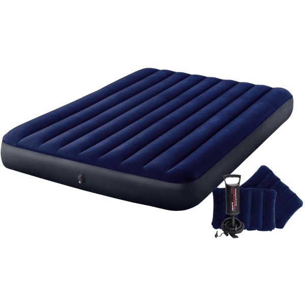 Матрац велюровый Intex 64765 Velur Classic, с подушками и насосом, до 272кг, 152х203х25см