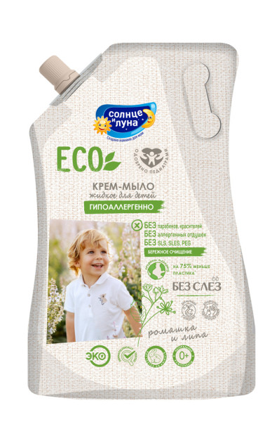 Крем-мыло жидкое Солнце и Луна Eco Ромашка и липа, детское, 500мл