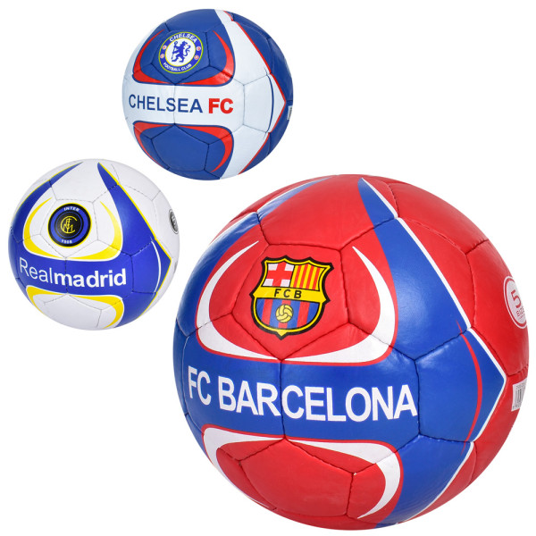 Мяч футбольный Клубы 2500-229, размер 5, 4 слоя, 32 панели, ПУ, ручная работа