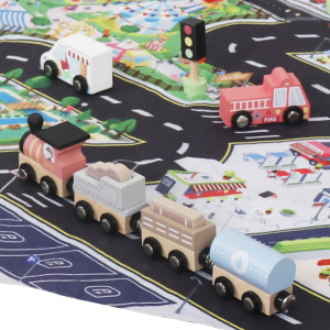 Набор машинок-11шт и дорожных знаков-3шт, дерево